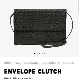 Clare V Black Envelope Clutch with Woven Texture